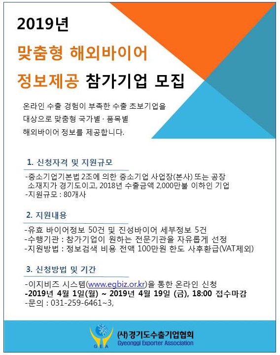 2019년 맞춤형 해외바이어 정보 제공사업